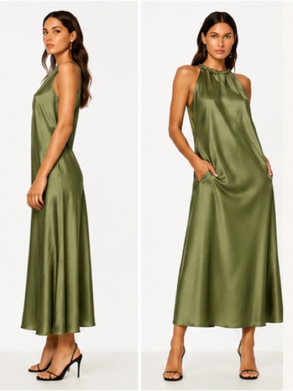 Wilfred Olive Maxi Dress with High Neck